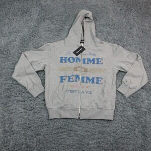 Homme + Femme Hoodie Sweatshirt Mens Small Gray Nouveau Riche Full Zip NWT